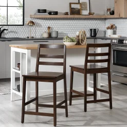 Erekson Solid Wood Ladder Back Bar Stool, Set of 2