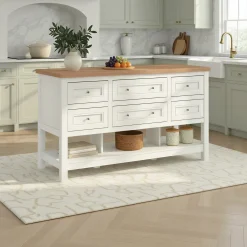 Everlee Free-Standing 52" Kitchen Island with 6 Drawer Storage