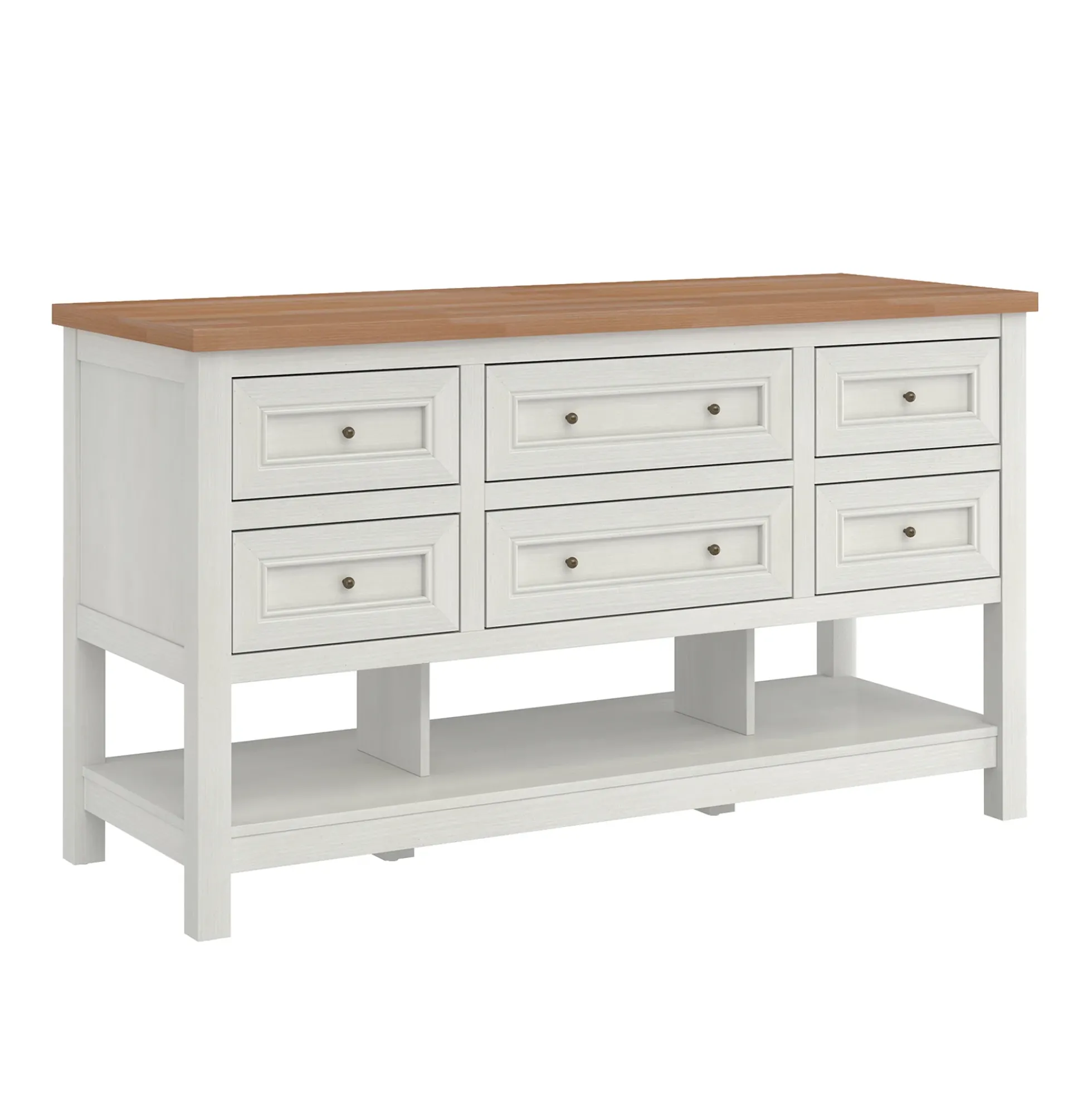 Everlee Free-Standing 52" Kitchen Island with 6 Drawer Storage