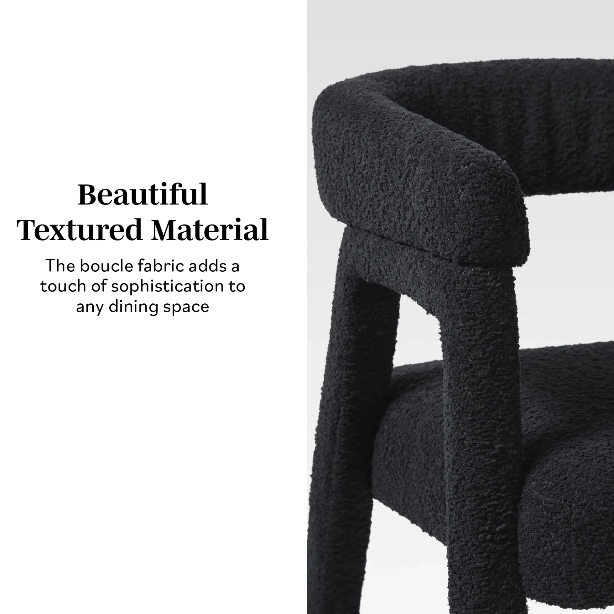 Ezra Modern Boucle Solid Wood Rounded Back Dining Chair (Set of 2)