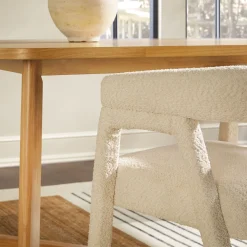 Ezra Modern Boucle Solid Wood Rounded Back Dining Chair (Set of 2)