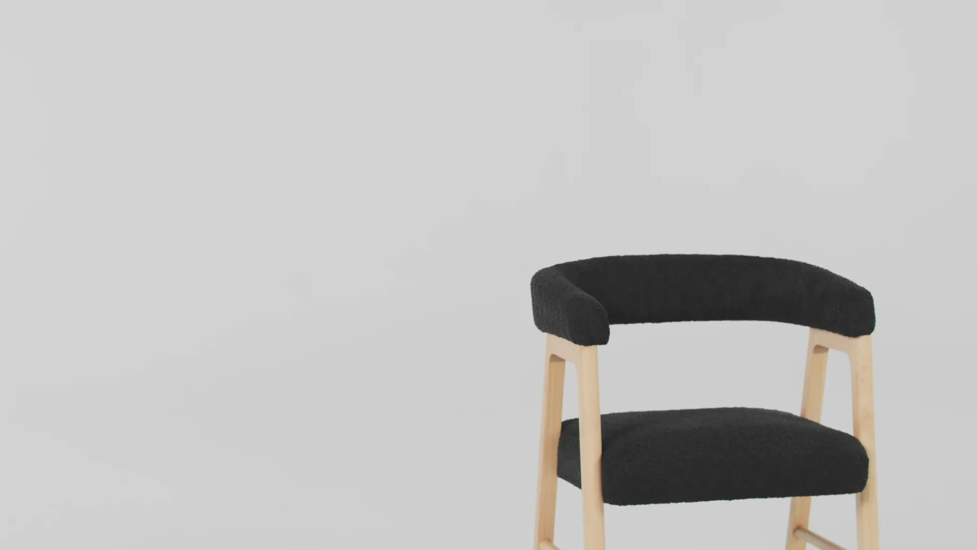 Ezra Modern Solid Wood Dining Chair with Boucle Upholstery (Set of 2)