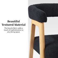 Ezra Modern Solid Wood Dining Chair with Boucle Upholstery (Set of 2)