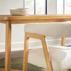 Ezra Modern Solid Wood Dining Chair with Boucle Upholstery (Set of 2)