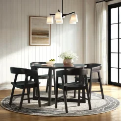 Ezra Modern Solid Wood Rounded Back Dining Chair (Set of 2)