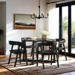 Ezra Modern Solid Wood Rounded Back Dining Chair (Set of 2)