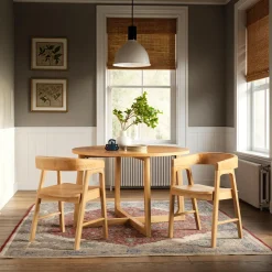 Ezra Modern Solid Wood Rounded Back Dining Chair (Set of 2)