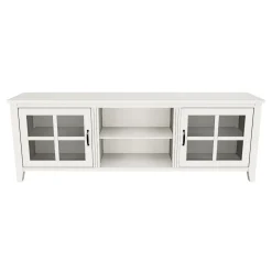 Farmhouse 70" Simple Window Pane 2 Door Wood TV Stand