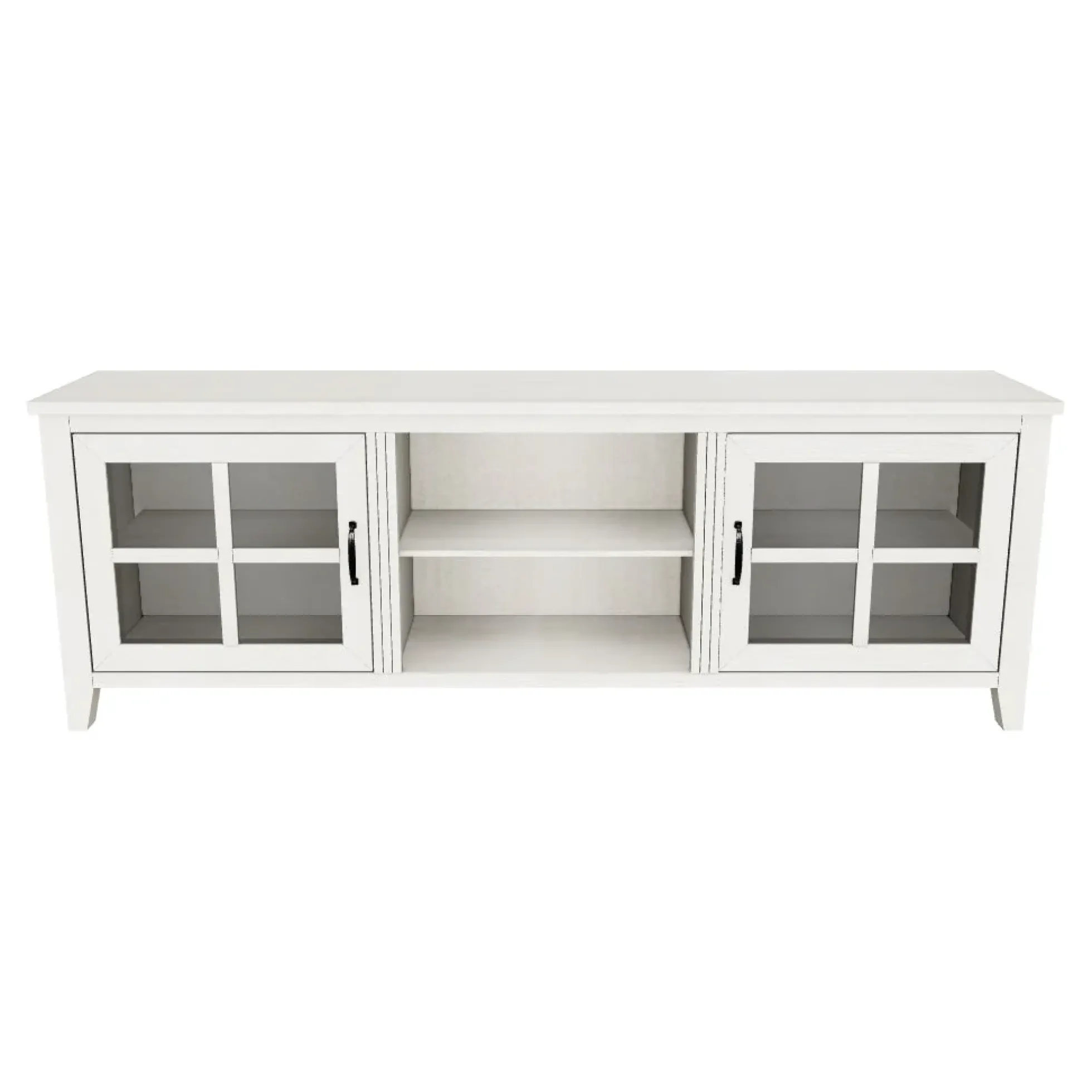 Farmhouse 70" Simple Window Pane 2 Door Wood TV Stand