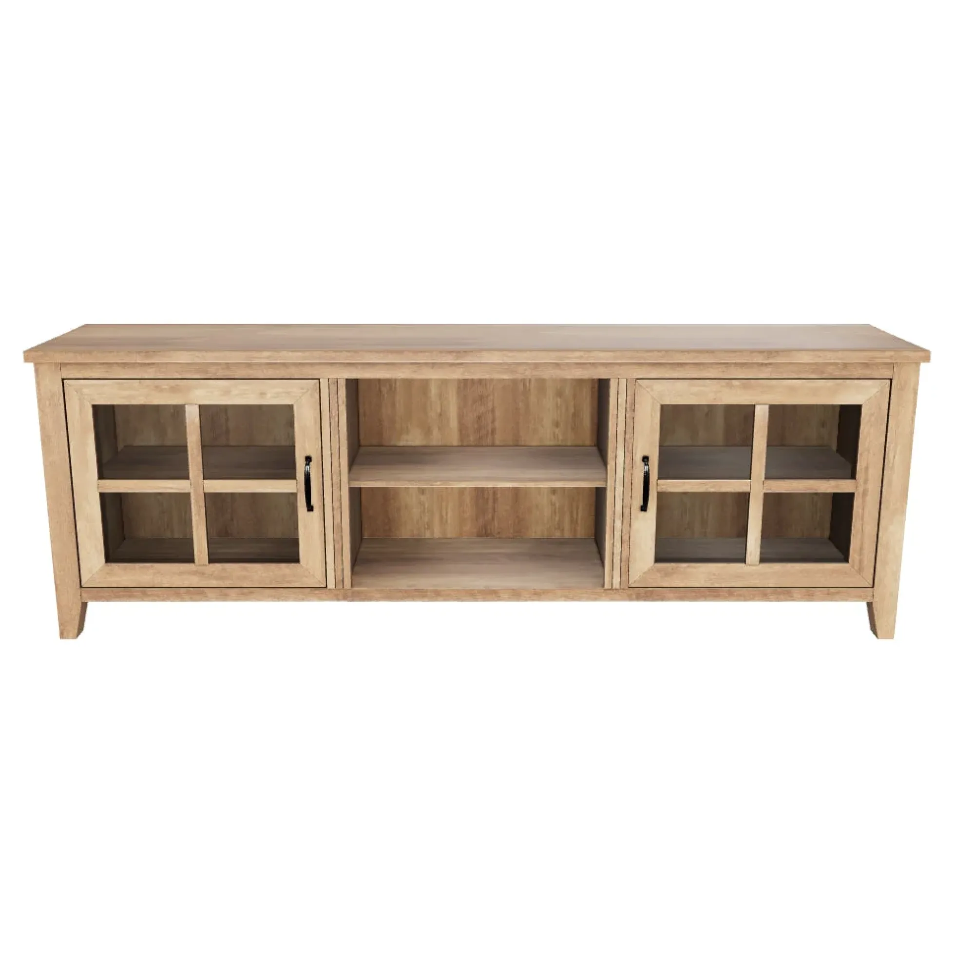 Farmhouse 70" Simple Window Pane 2 Door Wood TV Stand