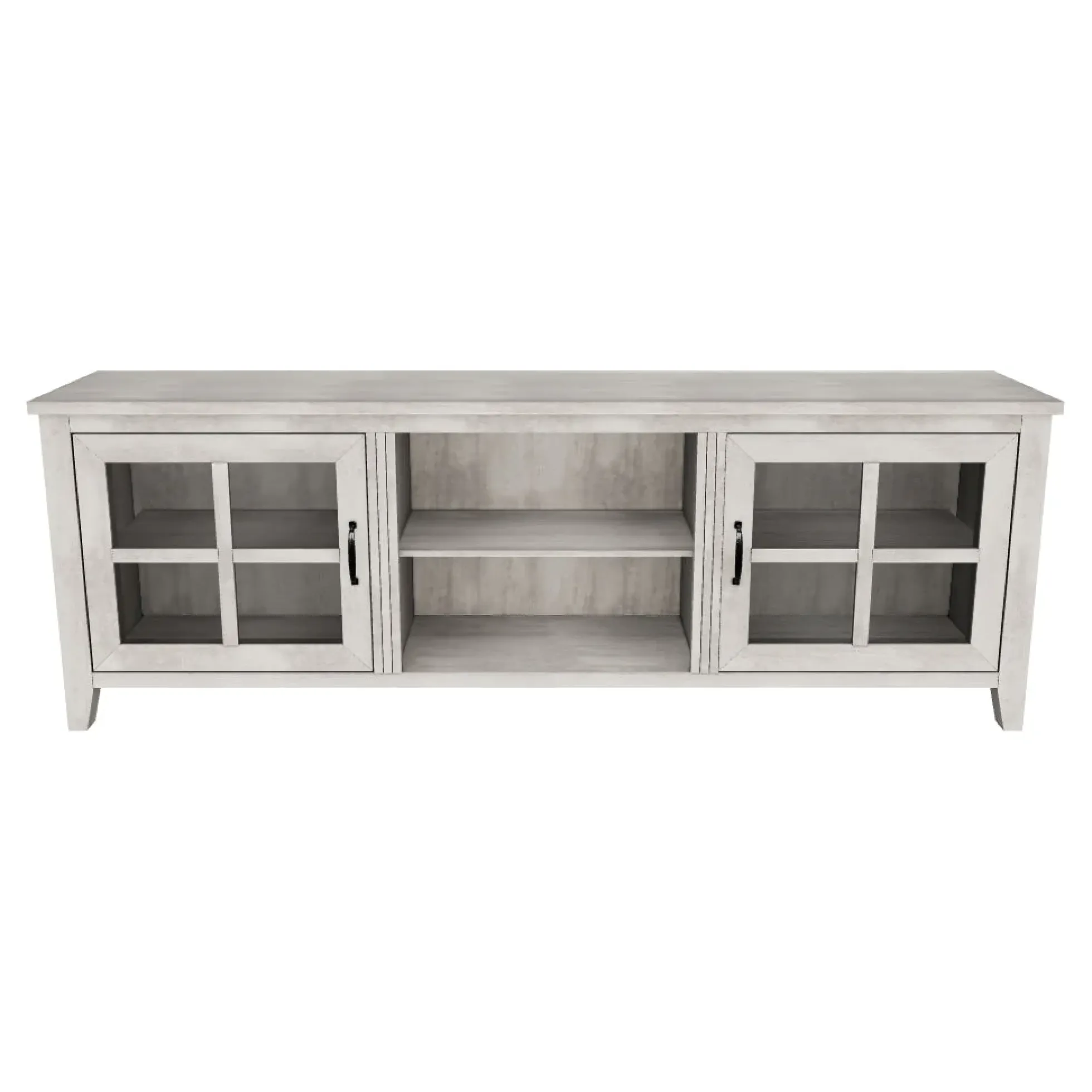 Farmhouse 70" Simple Window Pane 2 Door Wood TV Stand