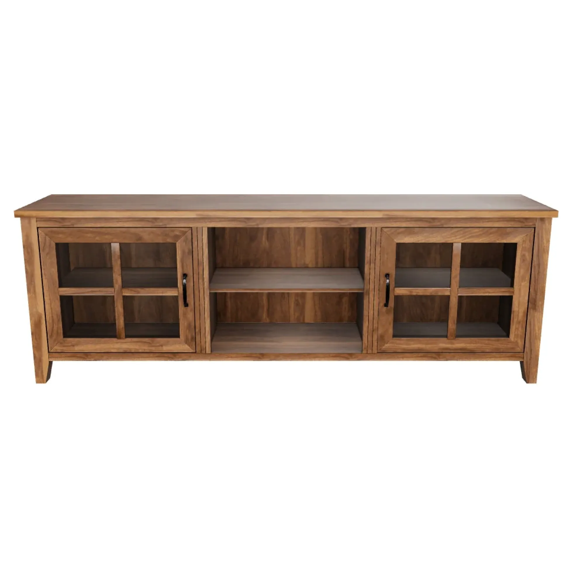Farmhouse 70" Simple Window Pane 2 Door Wood TV Stand