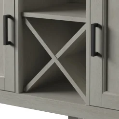 Farmhouse Buffet Sideboard with Wine Shelving and Stemware Storage