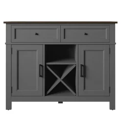 Farmhouse Buffet Sideboard with Wine Shelving and Stemware Storage