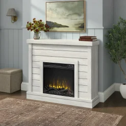 Farmhouse Shiplap Wall Mantel with Electric Fireplace