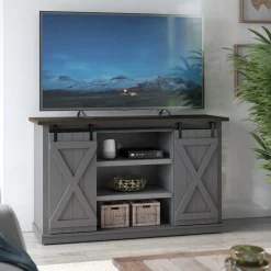 Farmhouse Sliding Barn Doors Cottonwood 54' TV Stand Media Console