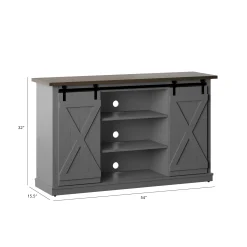 Farmhouse Sliding Barn Doors Cottonwood 54' TV Stand Media Console