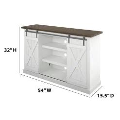 Farmhouse Sliding Barn Doors Cottonwood 54' TV Stand Media Console