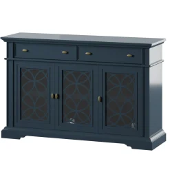 Farmhouse Traditional 52" Buffet Sideboard with Accented Glass-Front Doors
