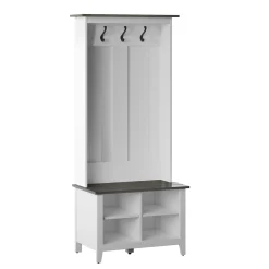 Farmhouse Two Tone Entryway Hall Tree with Storage Bench