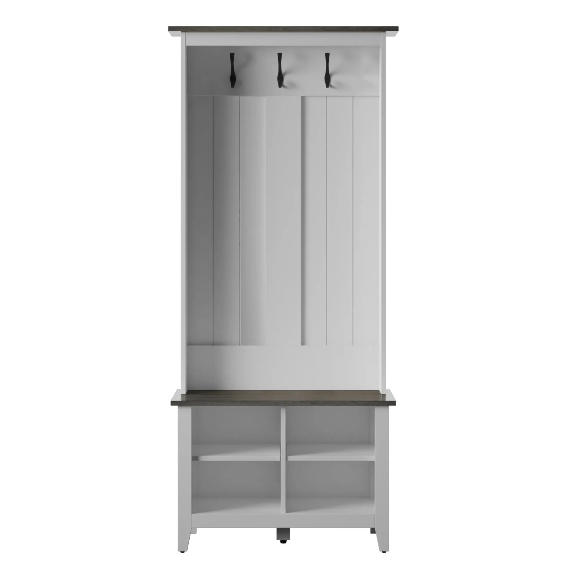 Farmhouse Two Tone Entryway Hall Tree with Storage Bench