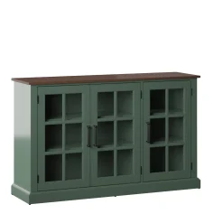 Farmhouse Window Pane Glass Doors Two Tone Buffet Sideboard