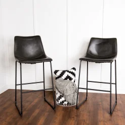 Faux Leather 2-Piece Bar Stools