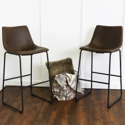 Faux Leather 2-Piece Bar Stools