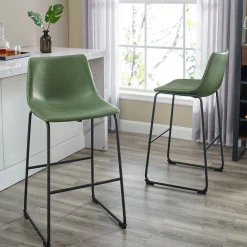 Faux Leather 2-Piece Bar Stools