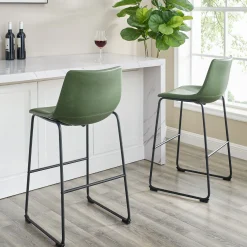 Faux Leather 2-Piece Bar Stools