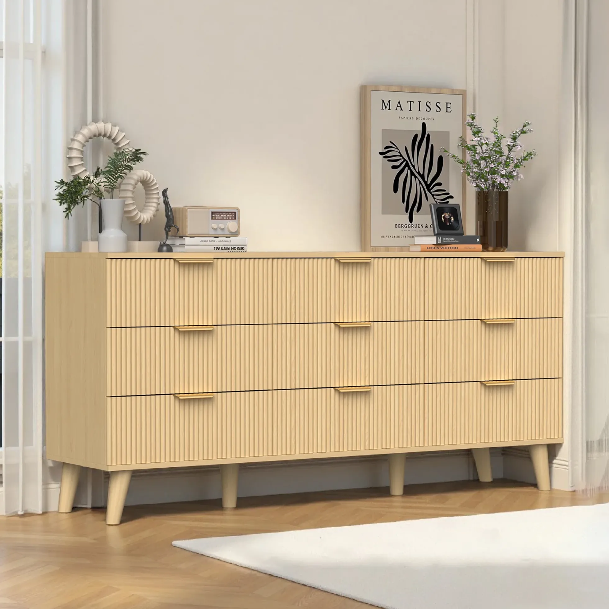 Fluted 9 Drawer 63" Dresser