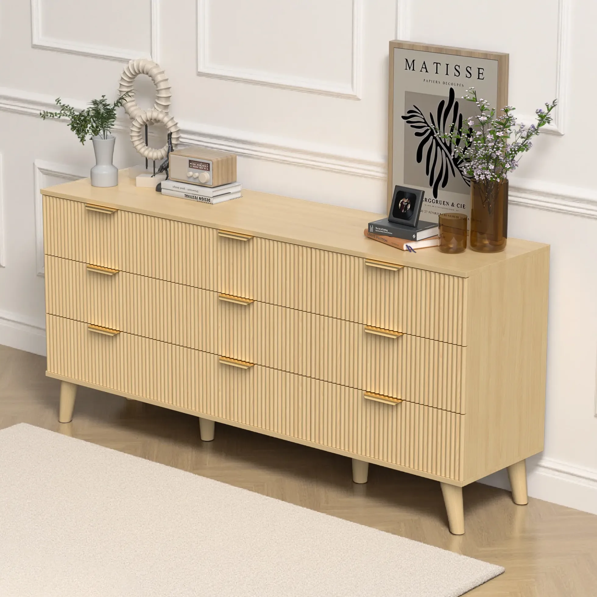 Fluted 9 Drawer 63" Dresser