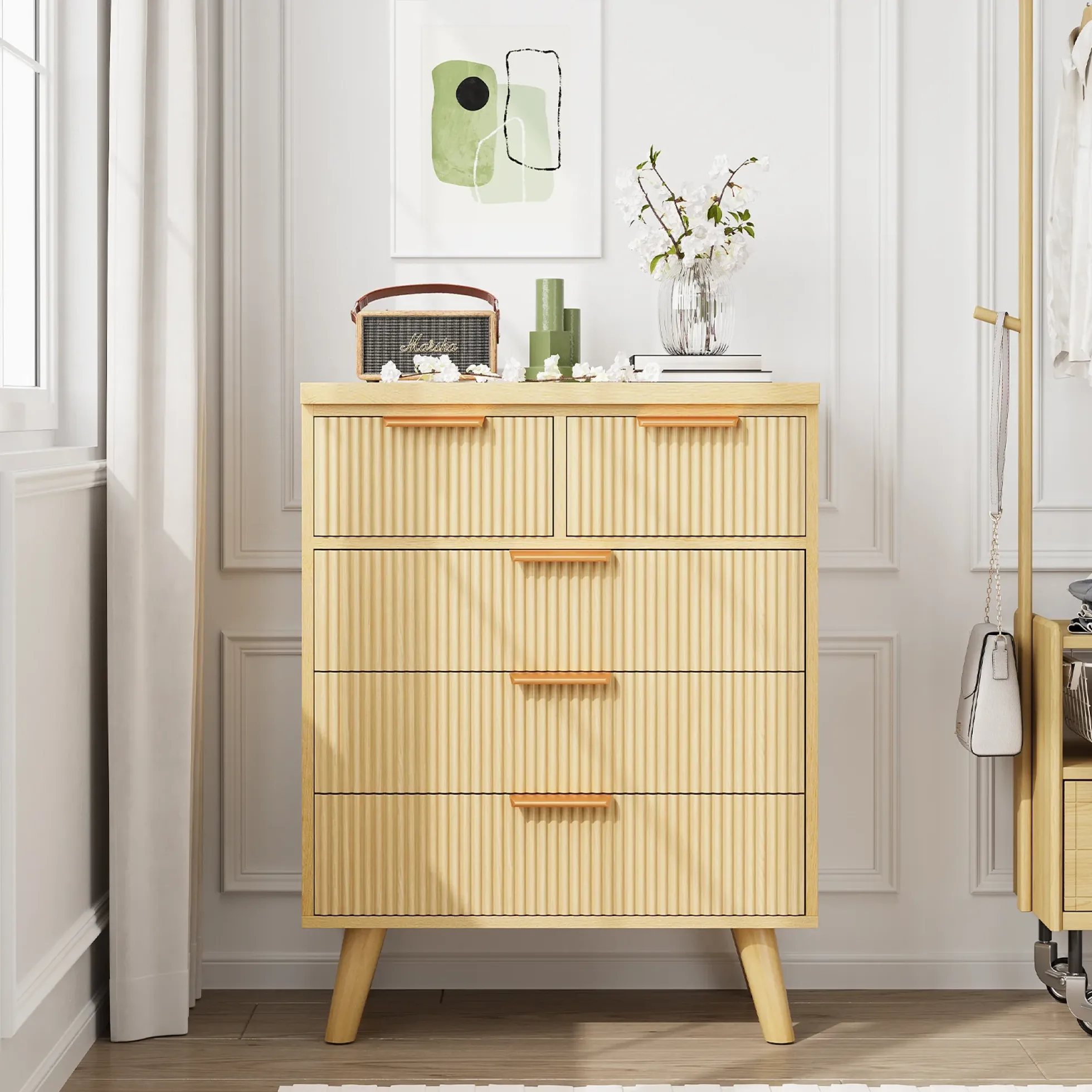 Fluted 5 Drawer 26" Dresser Chest