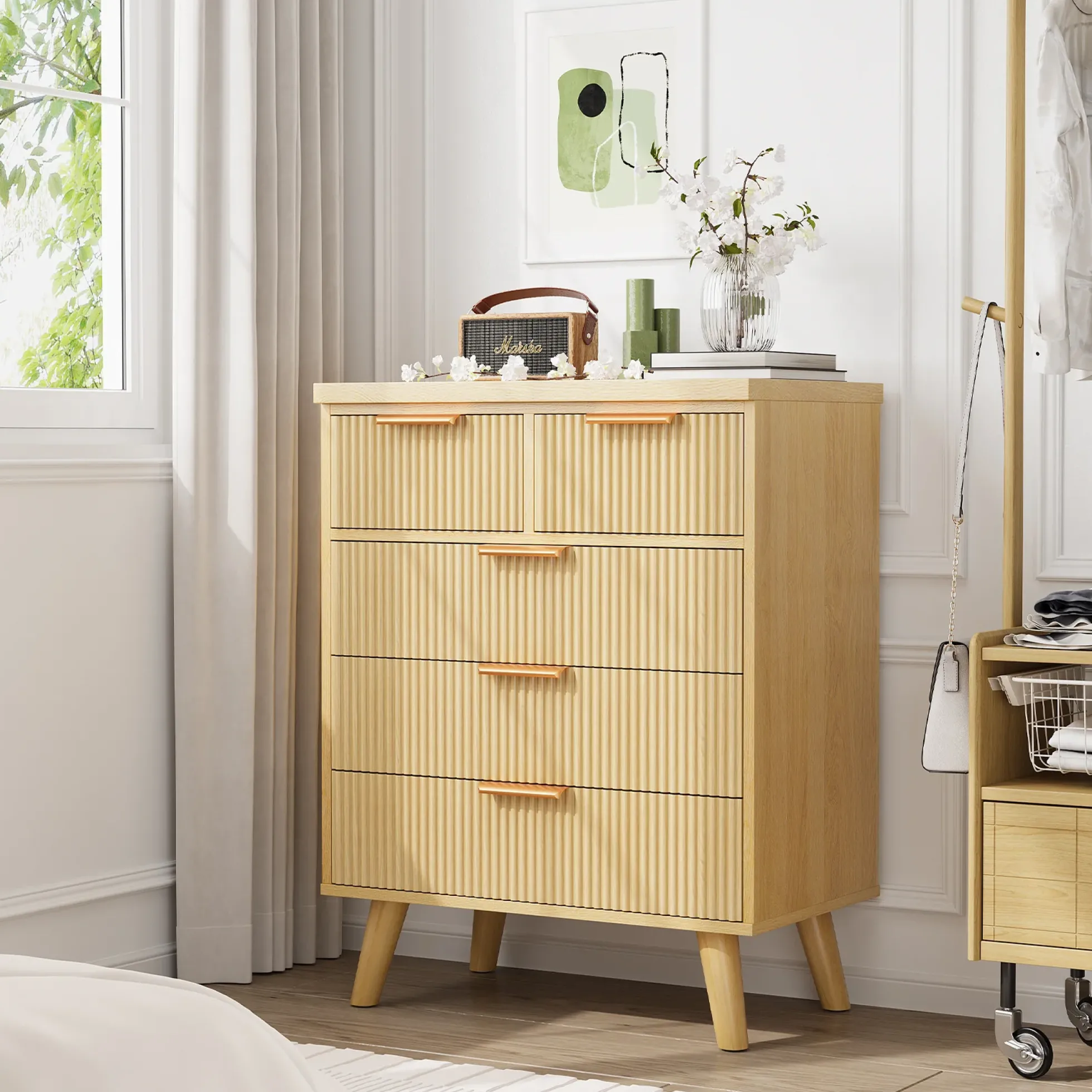 Fluted 5 Drawer 26" Dresser Chest
