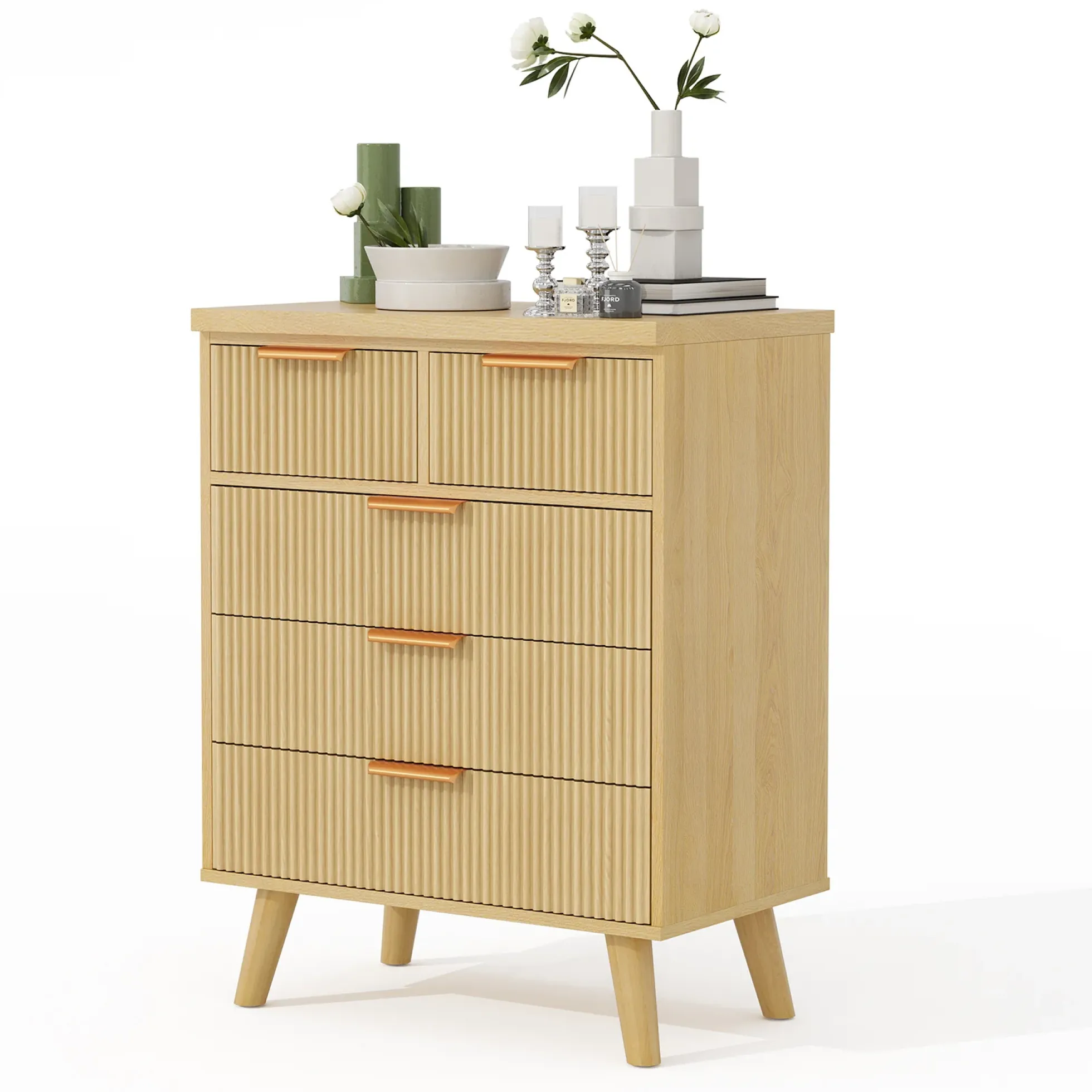 Fluted 5 Drawer 26" Dresser Chest