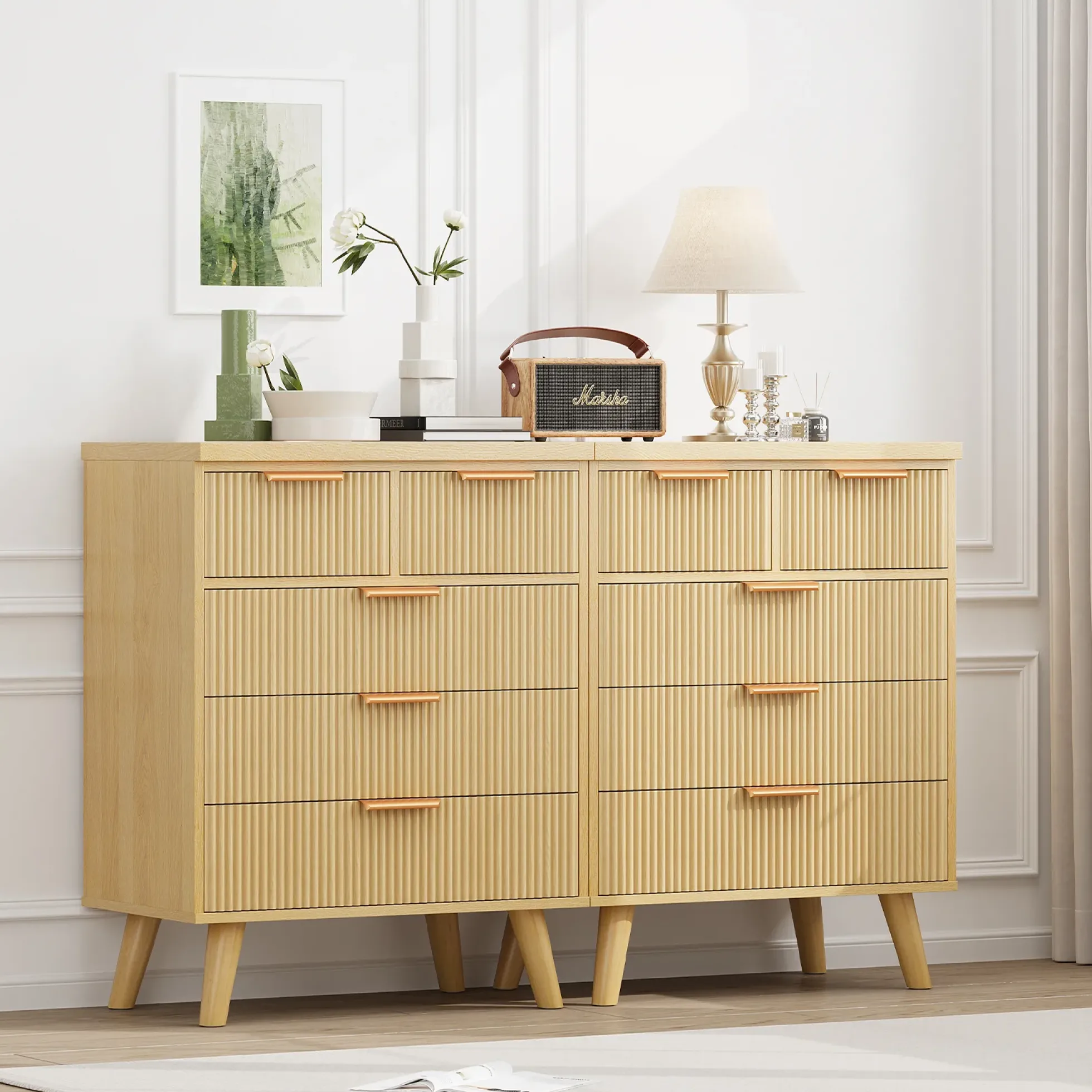 Fluted 5 Drawer 26" Dresser Chest