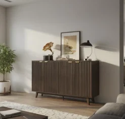 Fluted Coffee Bar Cabinet and Buffet Sideboard Cabinet