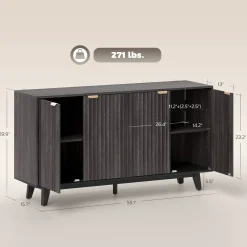 Fluted Coffee Bar Cabinet and Buffet Sideboard Cabinet
