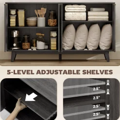 Fluted Coffee Bar Cabinet and Buffet Sideboard Cabinet