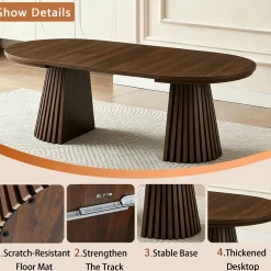 Fluted Design Extendable Wooden Curve Coffee Table