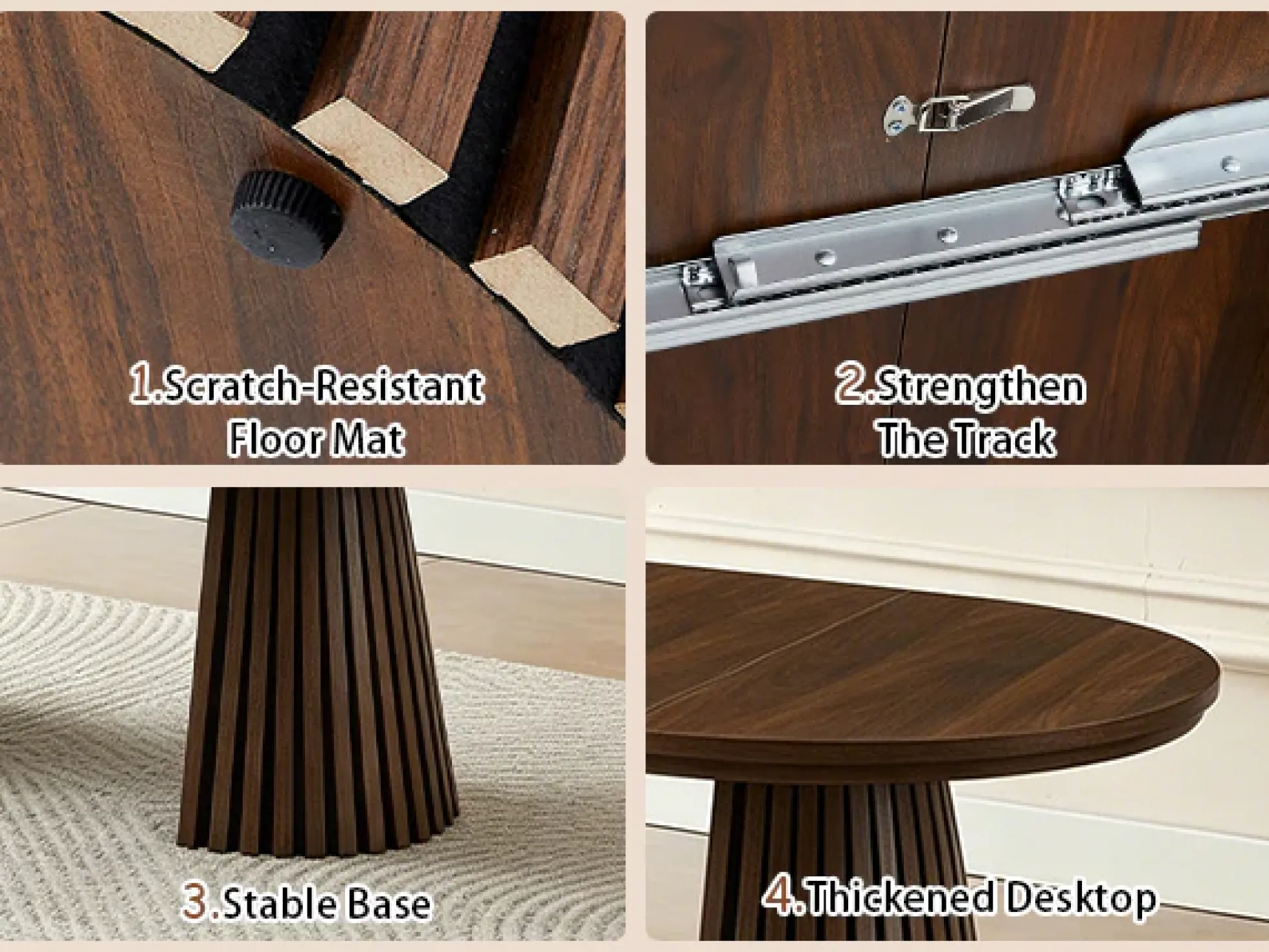 Fluted Design Extendable Wooden Curve Coffee Table