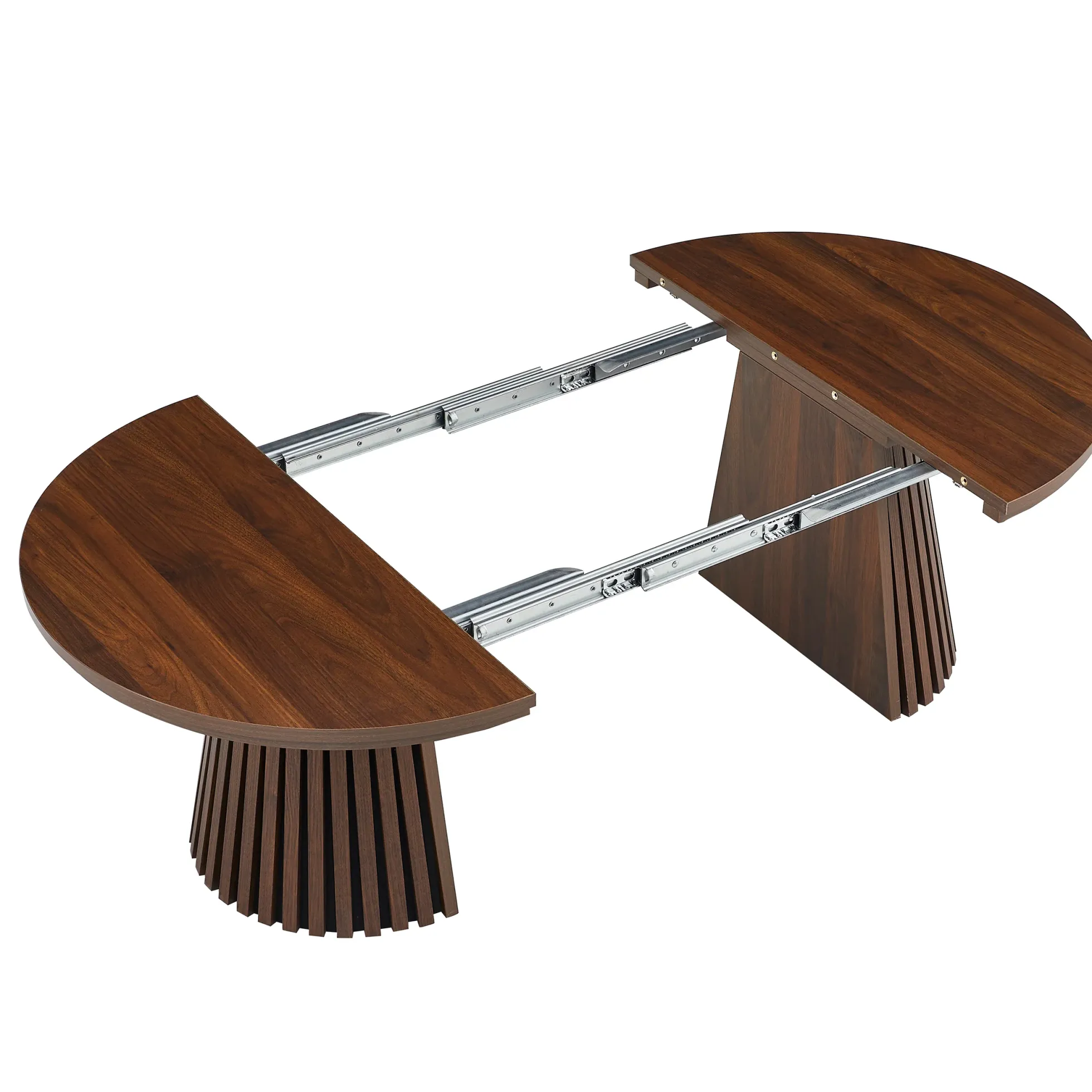 Fluted Design Extendable Wooden Curve Coffee Table