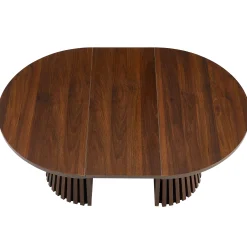 Fluted Design Extendable Wooden Curve Coffee Table