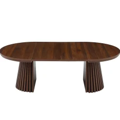 Fluted Design Extendable Wooden Curve Coffee Table