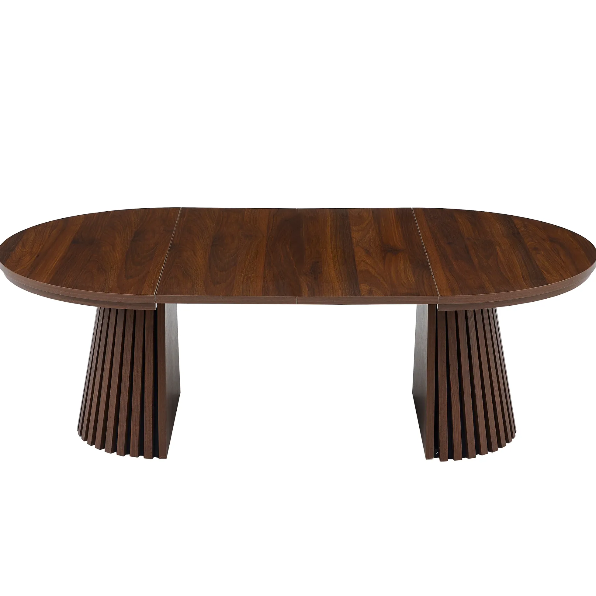 Fluted Design Extendable Wooden Curve Coffee Table