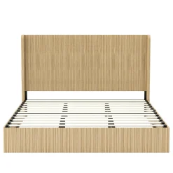 Fluted Mid-Century King Size Wood Bed Frame