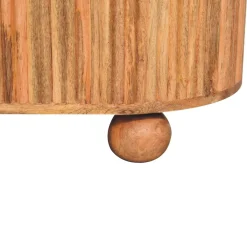 Fluted Solid Wood Ball Leg Coffee Table with Storage