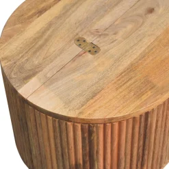 Fluted Solid Wood Ball Leg Coffee Table with Storage