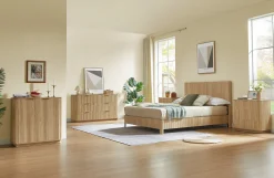 Fluted Wide Modern 3 Drawers Nightstand & Side Table Set of 2