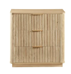 Fluted Wide Modern 3 Drawers Nightstand & Side Table Set of 2